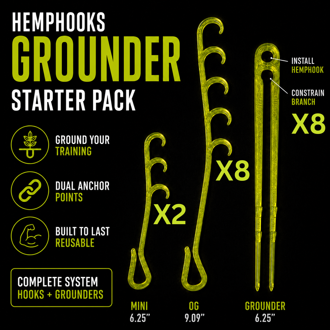 HempHooks Grounder Color-Matching Starter Pack | Complete Plant Training Kit