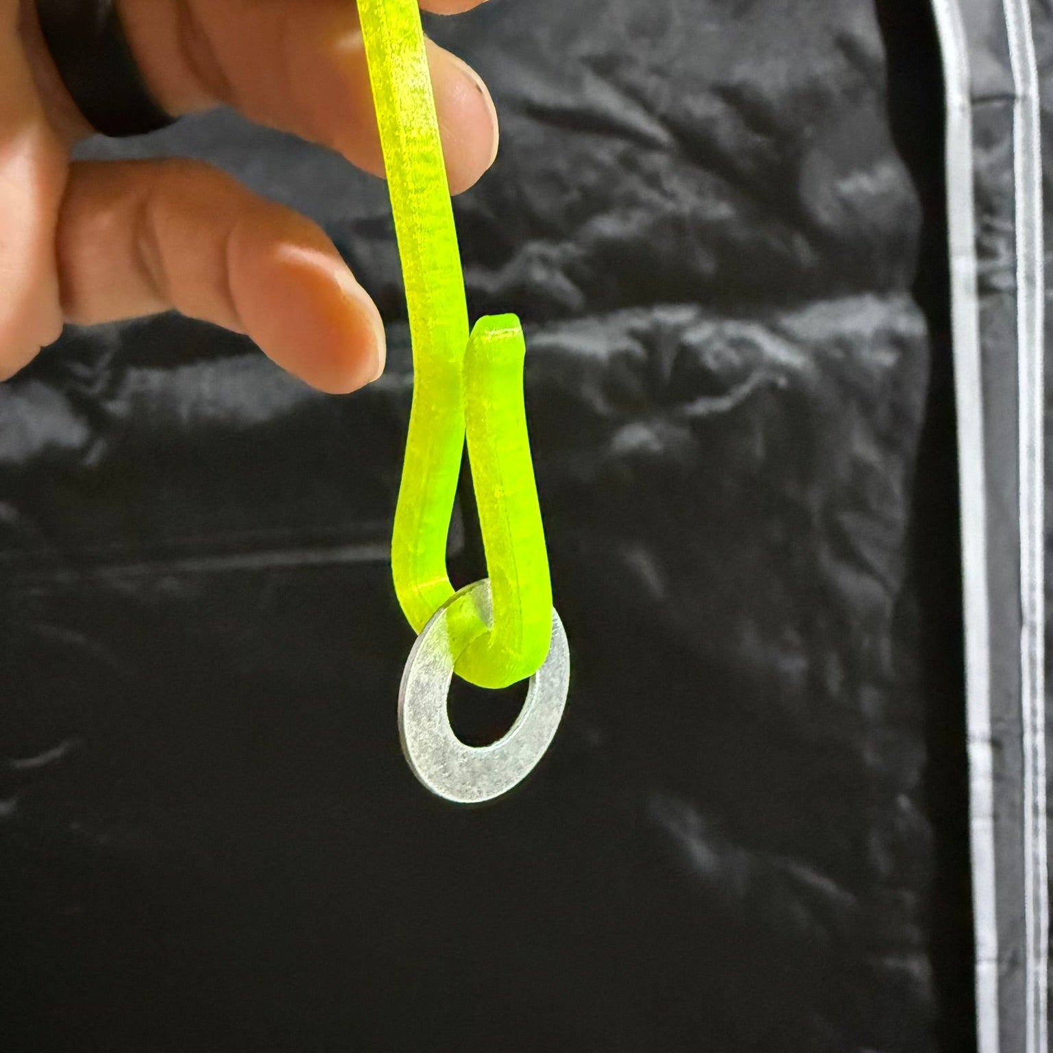 HempHooks S-Hook with washer installed as a weight