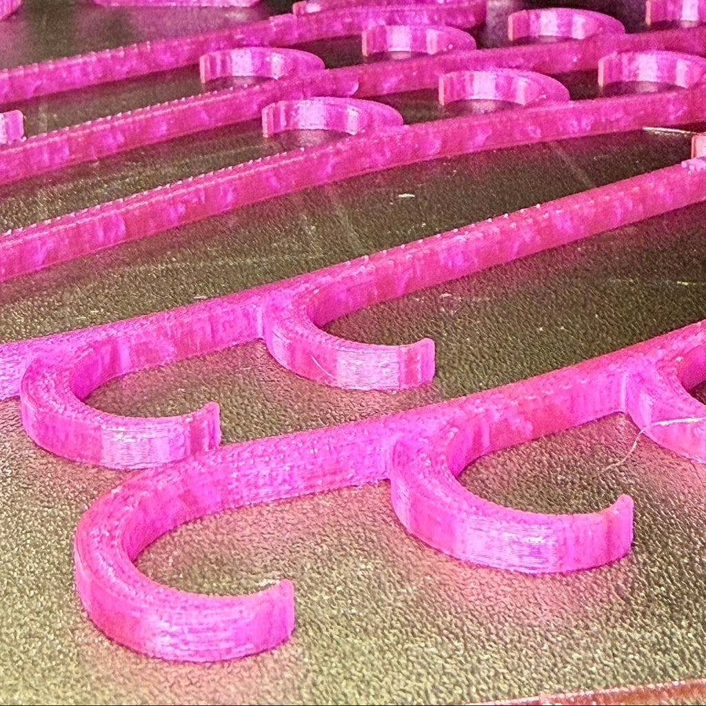 Proton Pink HempHooks on Build Plate